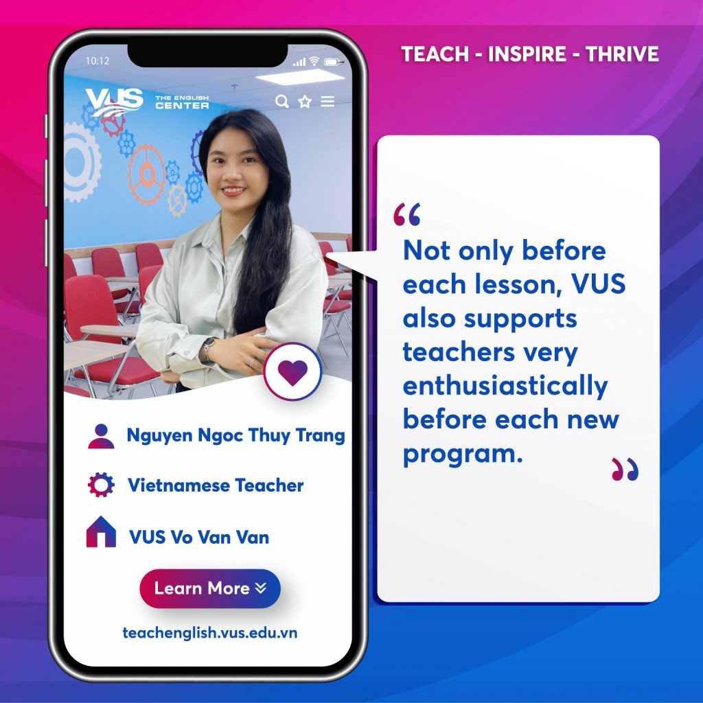 VUS Vietnamese Teacher - Ms. Nguyen Ngoc Thuy Trang, Vo Van Van campus