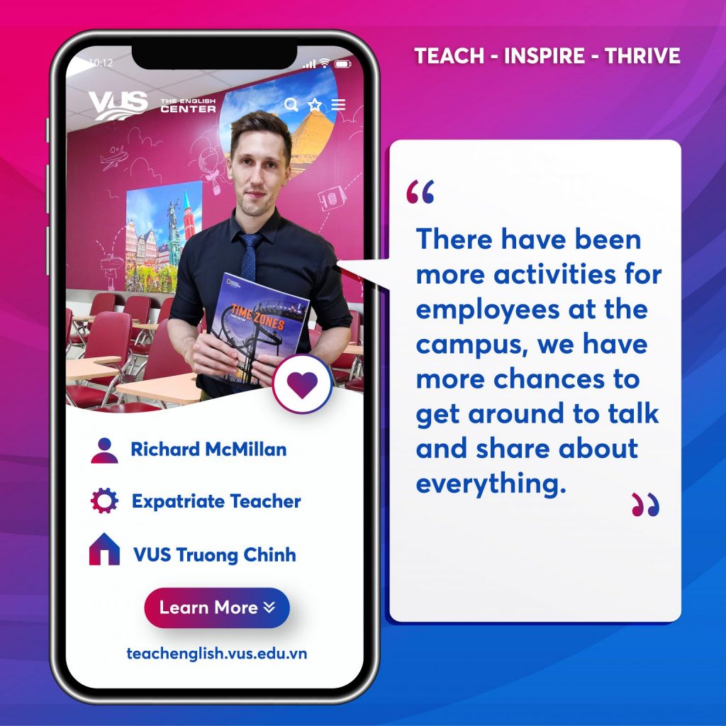 VUS Expatriate teacher - Mr. Richard McMillan, Truong Chinh campus